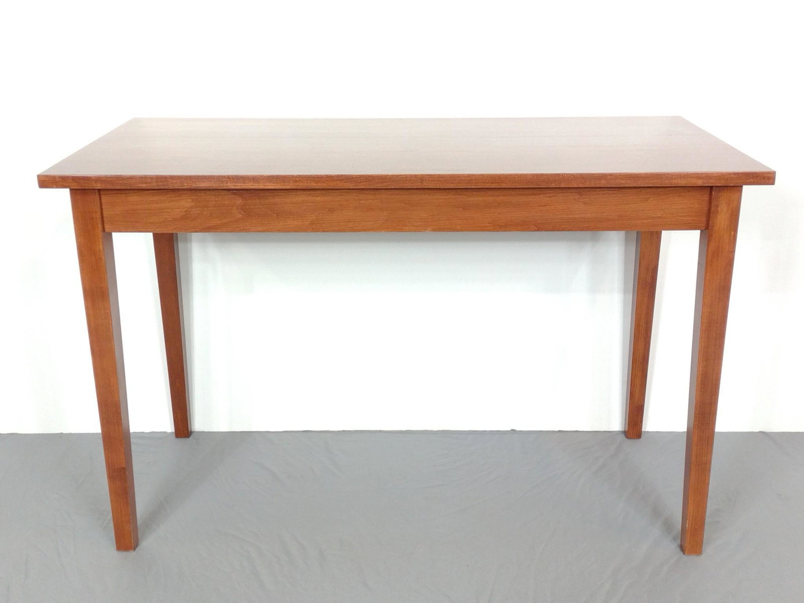 Desk: 48" wide X 24" deep X 30" high. Top has some scratches. MG. IMPORTANT: Before bidding, please read the terms and conditions. When you registered for the auction you agreed to these terms and will be r
