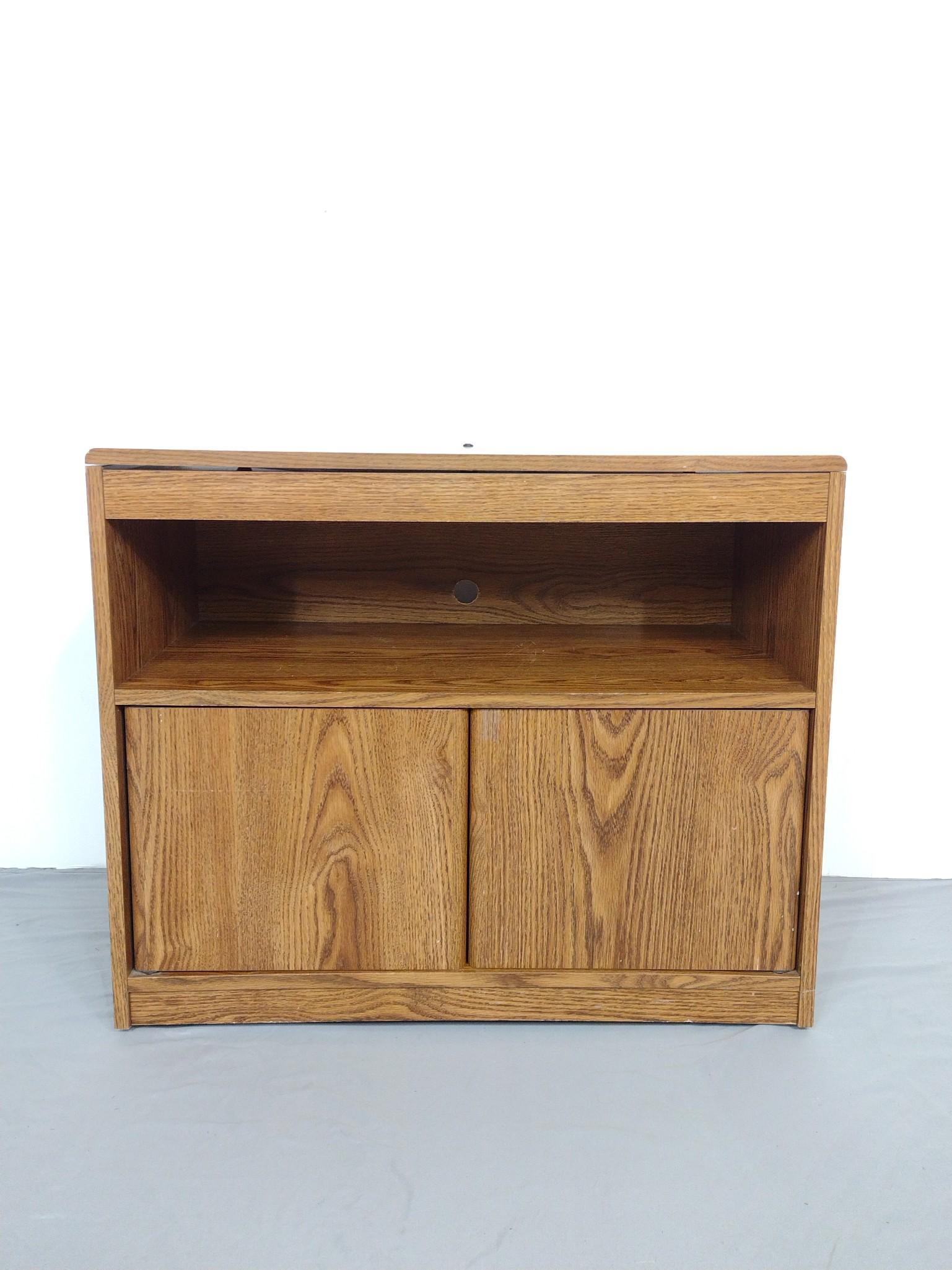 Low Cabinet: 29-1/2" wide X 15-3/4" deep X 24-1/2" high. Has some light scratches. MG IMPORTANT: Before bidding, please read the terms and conditions. When you registered for the auction you agreed to these terms