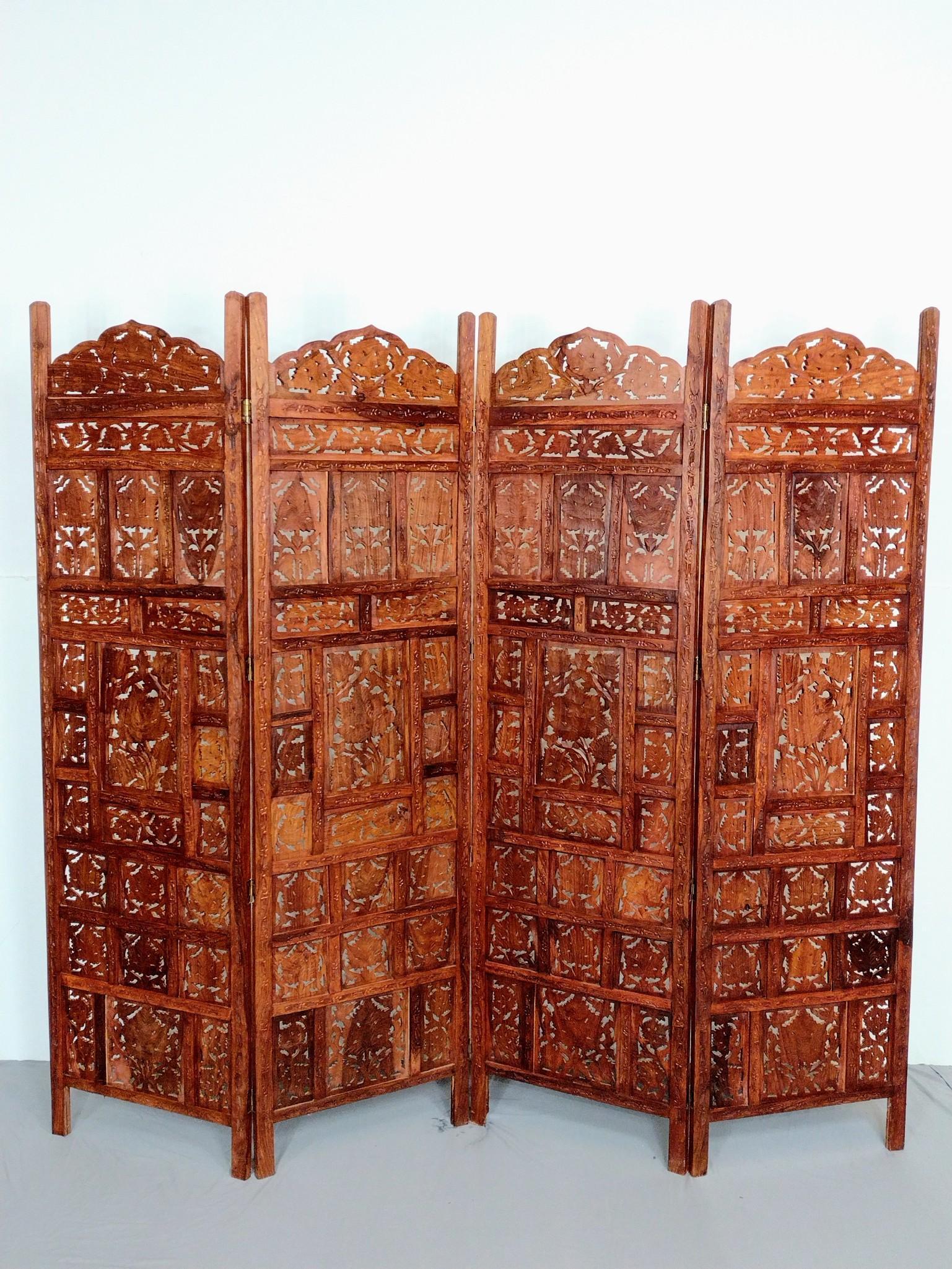 Four Panel Carved Indian Room Screen (1 of 4)
