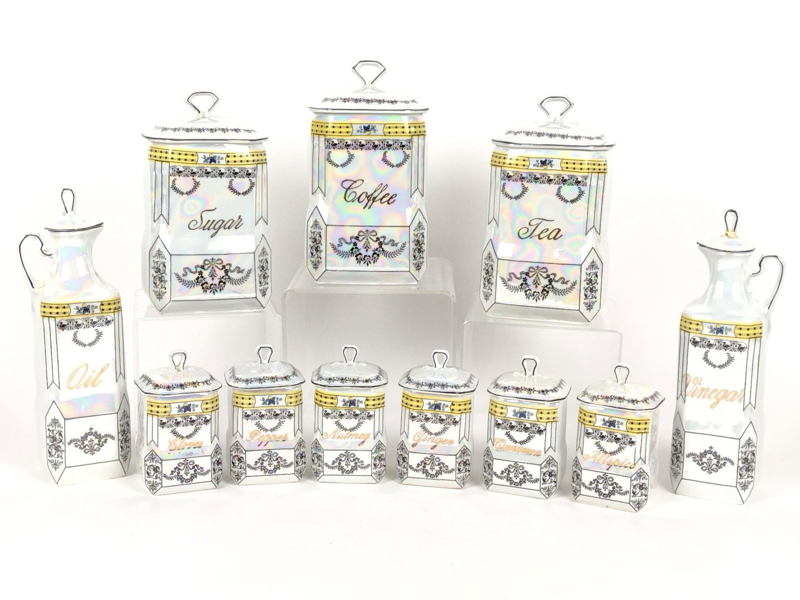 11 Pc Czecho-Slovakia Ceramic Canister Set (1 of 10)