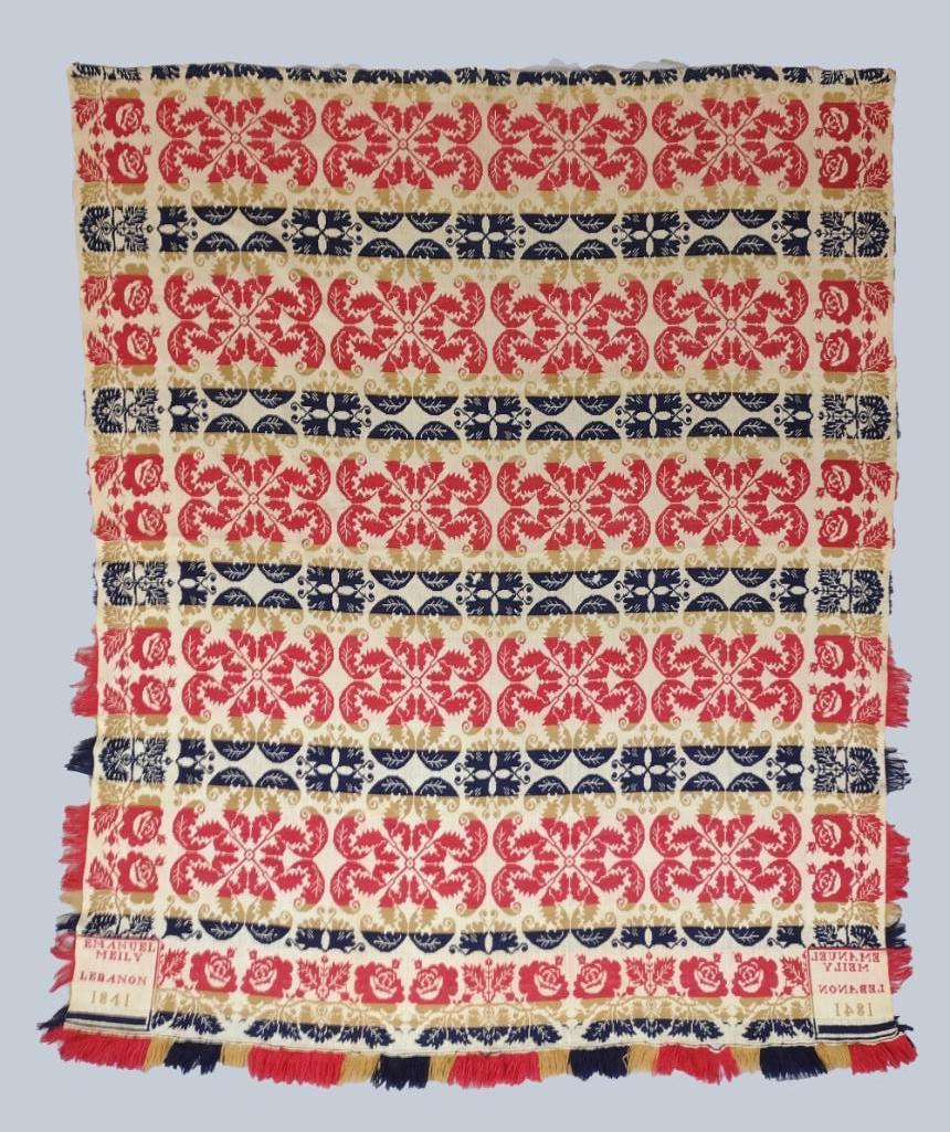 1841 Lebanon Co. PA Emanuel Meily Jacquard Coverlet (1 of 10)