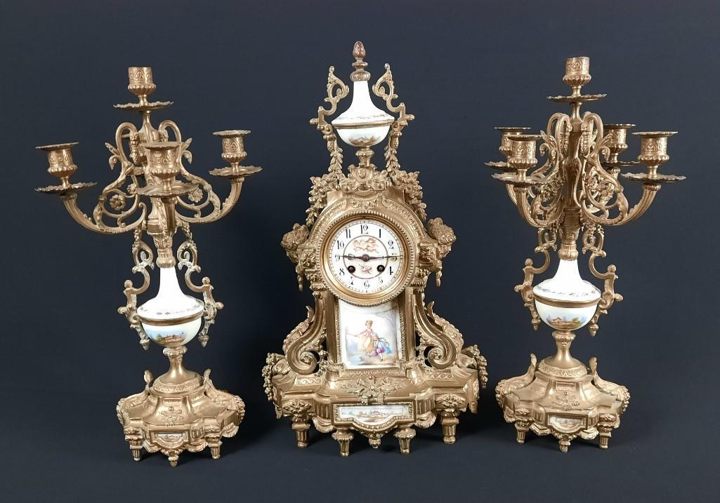 3 Pc Clock and Garnitures Set (1 of 9)