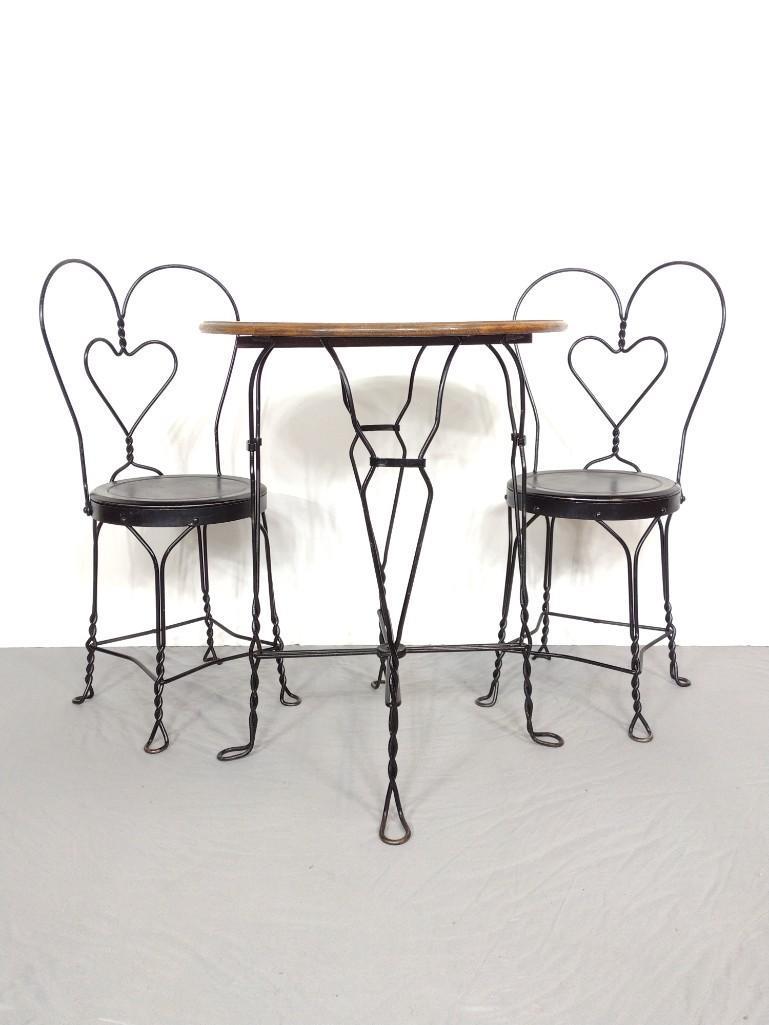 3 Pc Ice Cream Parlor Set with Heart Back Chairs (1 of 7)