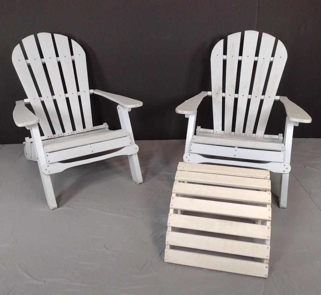 Pair Of Polywood Adirondack Chairs & One Ottoman (1 of 3)