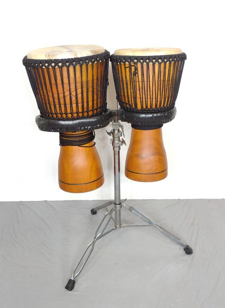 Pr Wooden Goblet Drums On Stand (1 of 5)