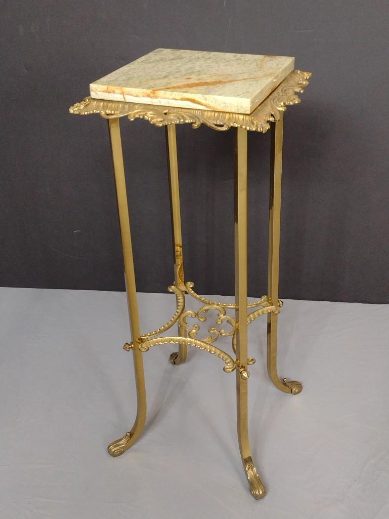 Victorian Brass Marble Top Stand (1 of 3)