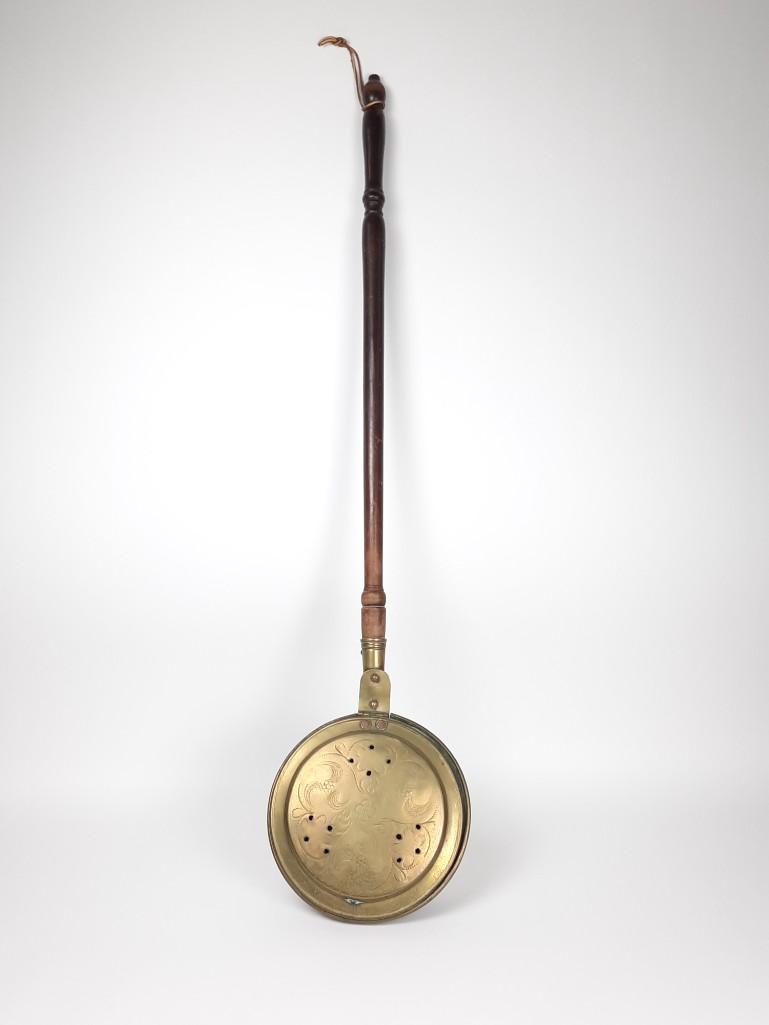 Antique Brass Bed Warker: 10-1/4" wide x 46" long. Oxidation to interior. No finger loop. LR IMPORTANT: Before bidding, please read the terms and conditions. When you registered for the auction you agreed to these terms and wi