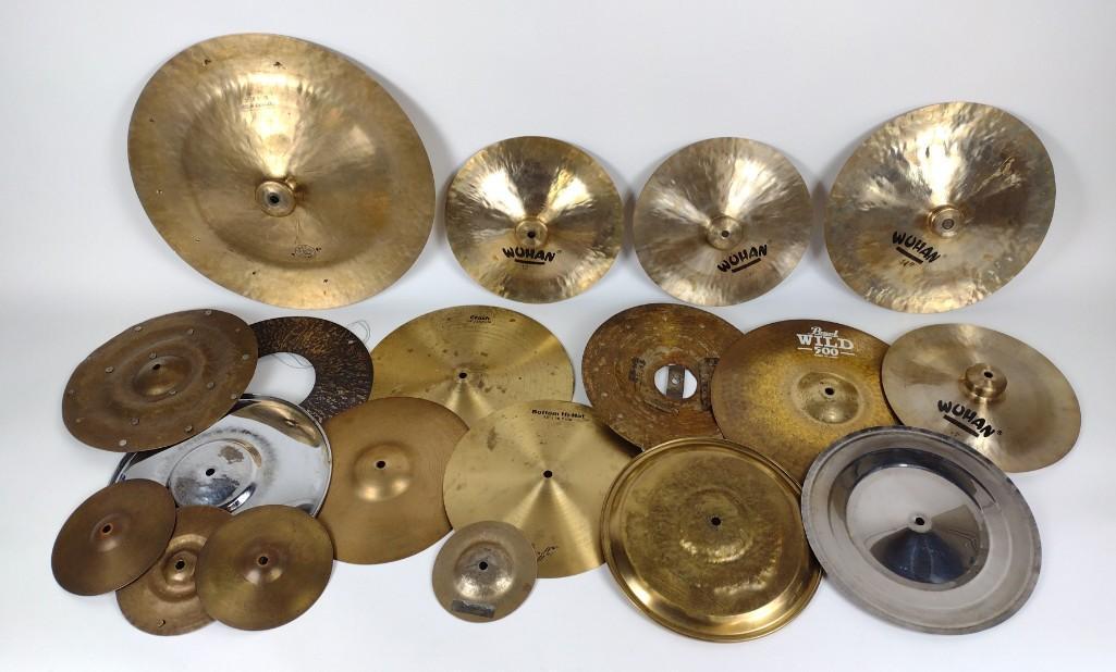 18 Cymbals incl Pearl: Also includes Wuhan, Zenjian, and First Act. 5-1/2" to 18-1/2" diameter. DM IMPORTANT: Before bidding, please read the terms and conditions. When you registered for the auction you agreed to these ter
