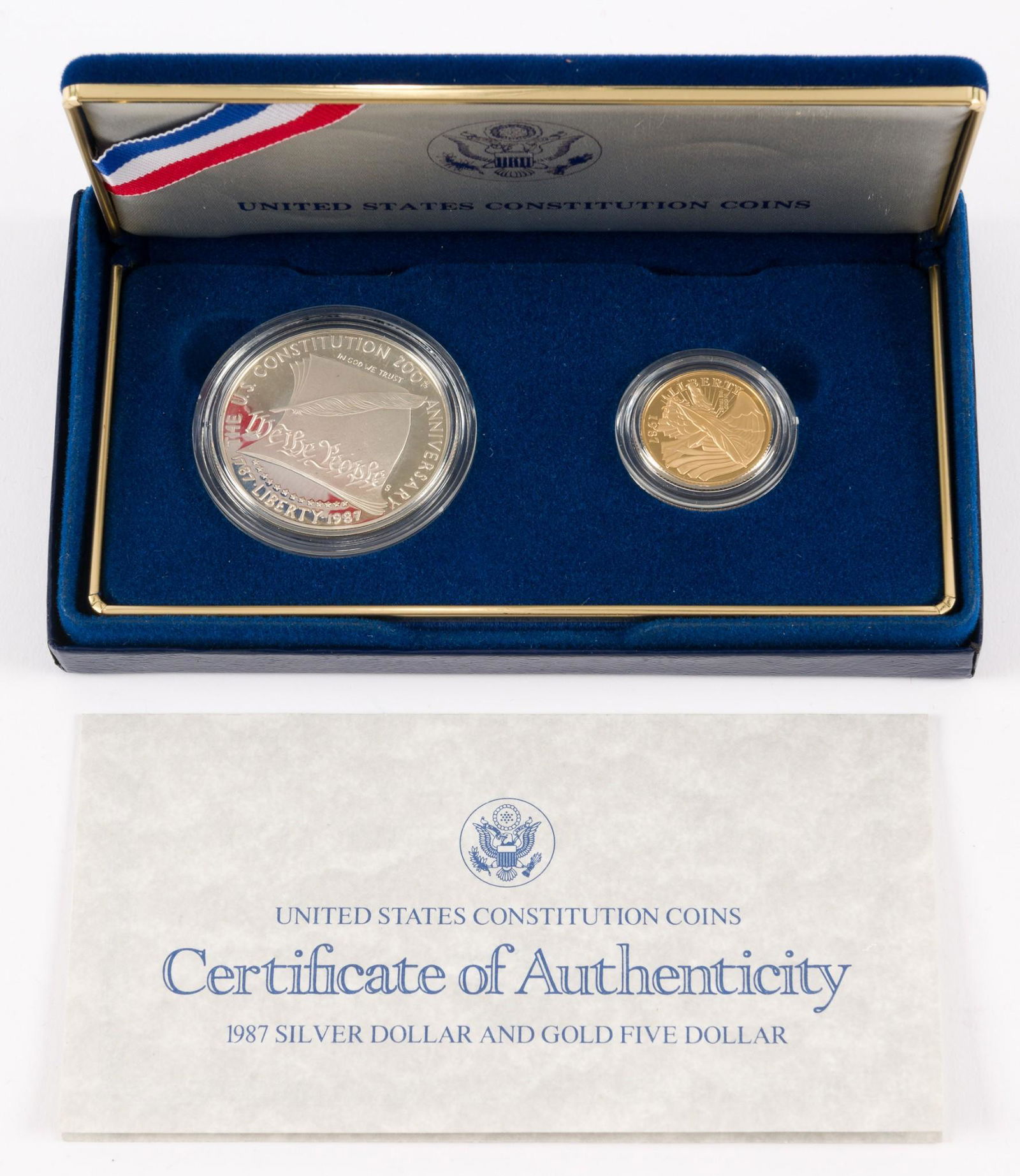 1987 2 Pc Congressional Coin Set Incl $5 Gold Coin (1 of 3)