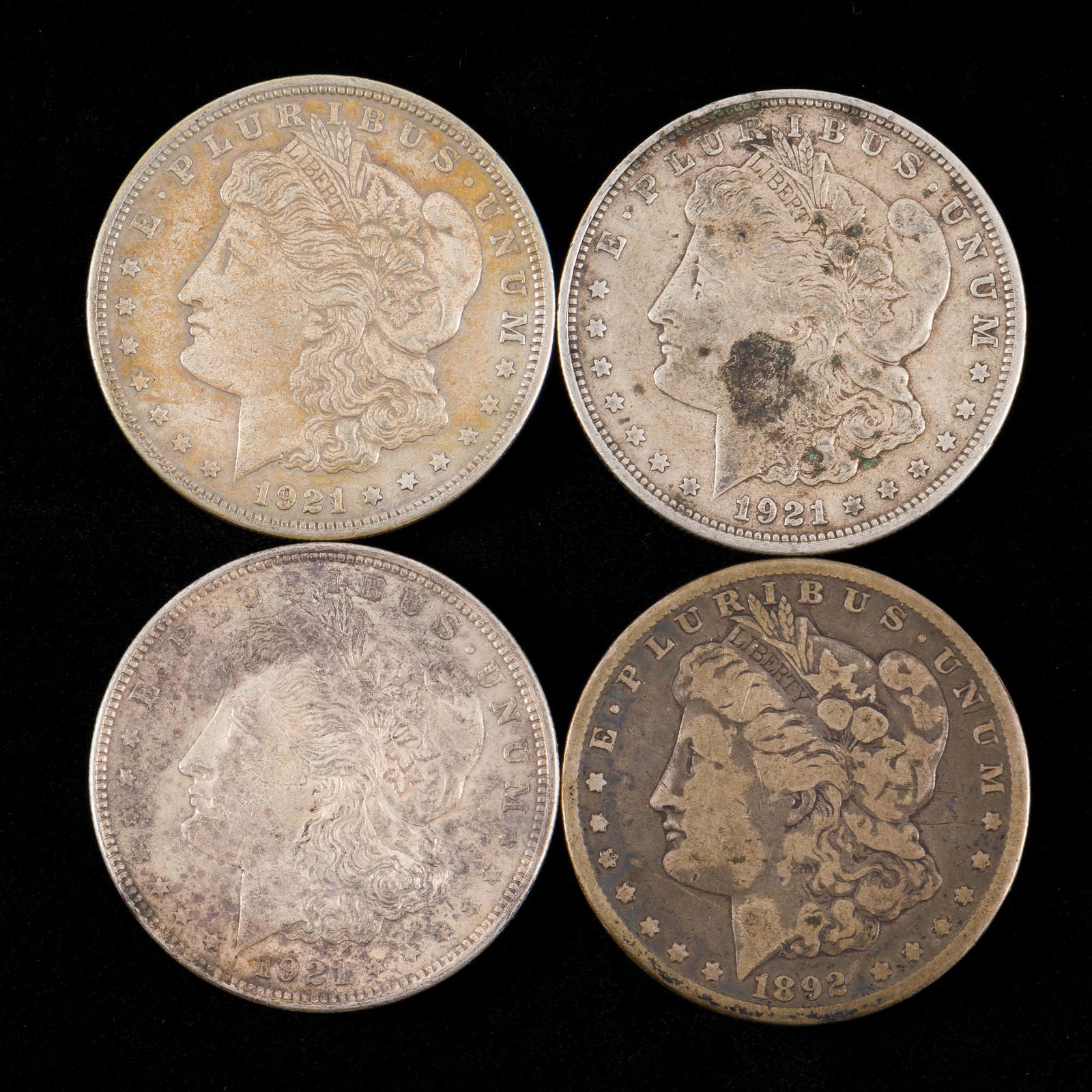 4 Morgan Silver Dollars Incl 1892-O (1 of 2)