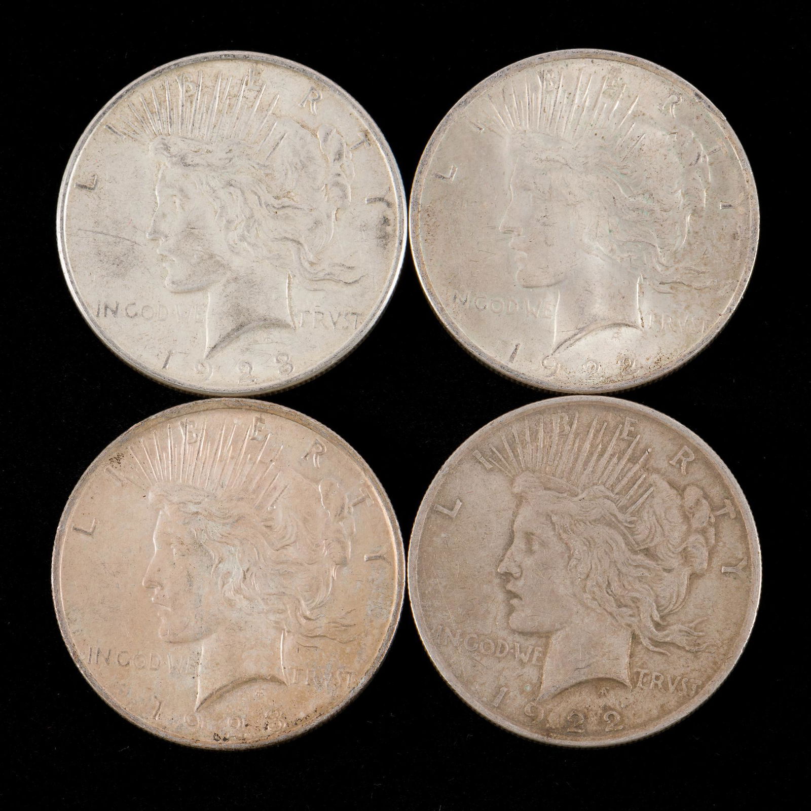 4 Peace Silver Dollars Incl 1923-D (1 of 2)