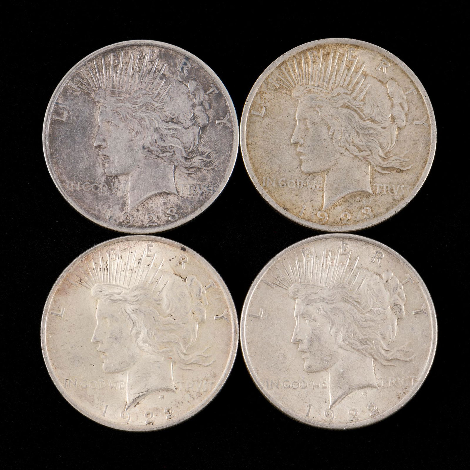 4 Peace Silver Dollars (1922 - 1923) (1 of 2)
