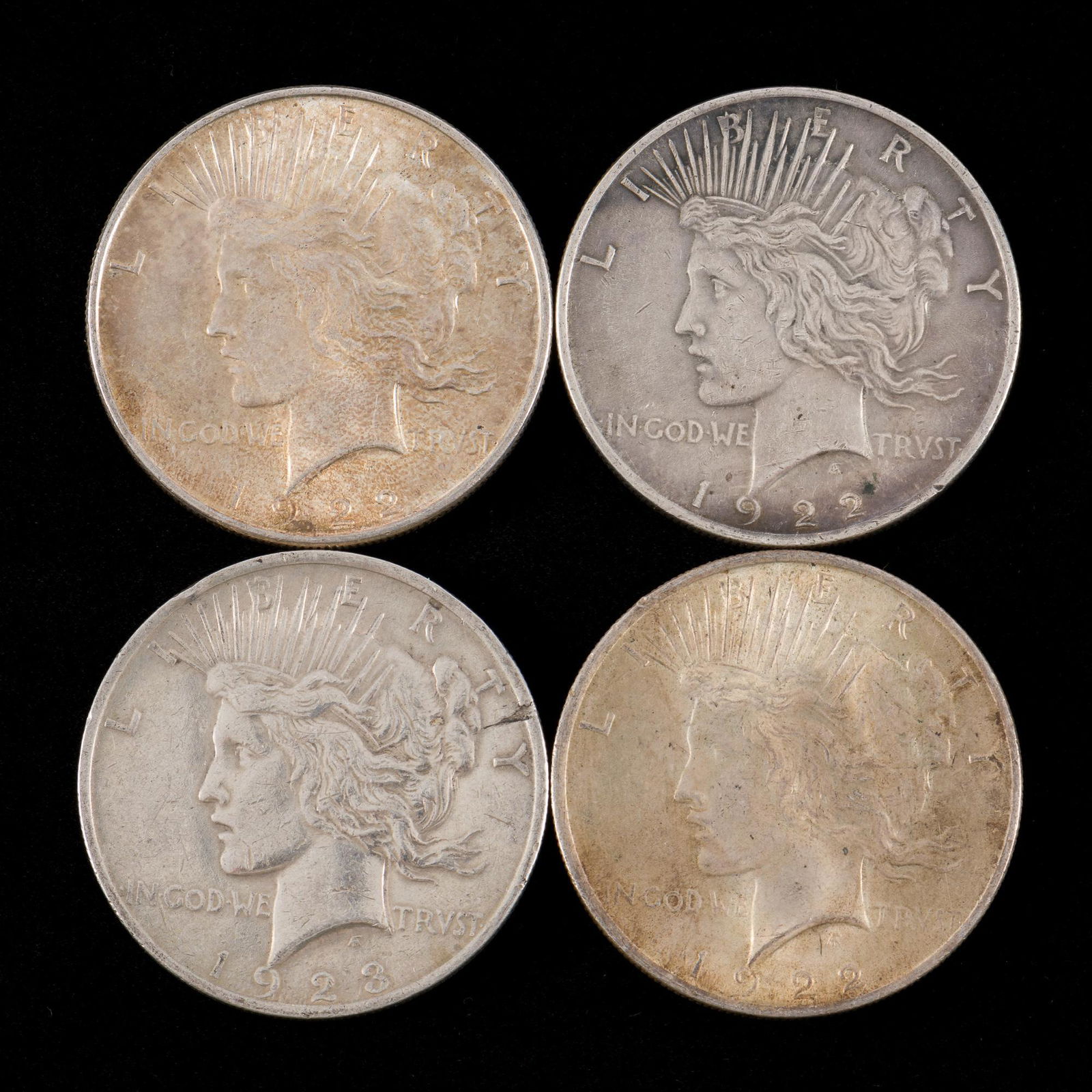 4 Peace Silver Dollars Incl 1923 (1 of 2)