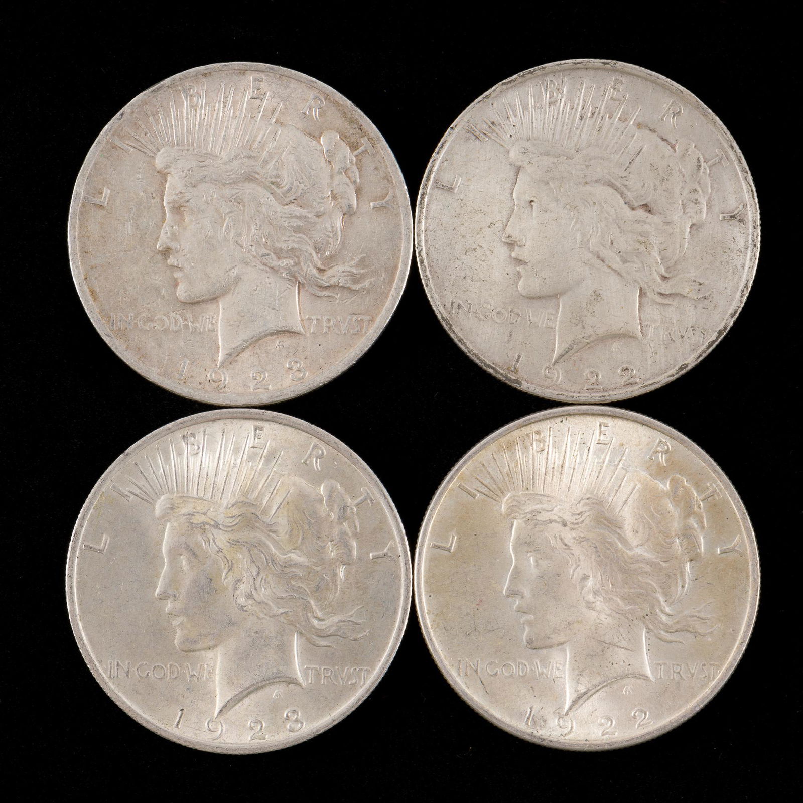 4 Peace Silver Dollars (1922 - 1923) (1 of 2)
