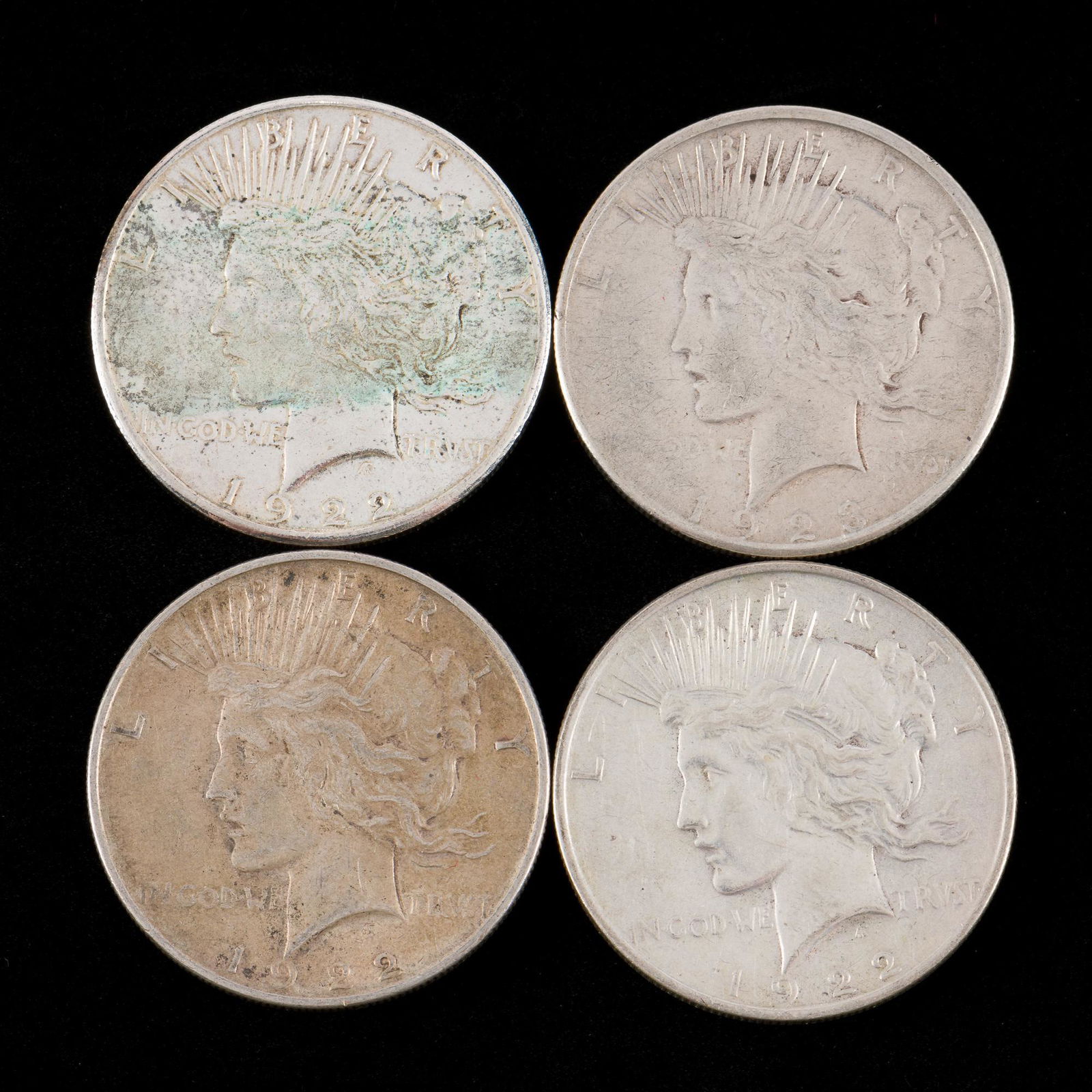 4 Peace Silver Dollars (1922 - 1923) (1 of 2)