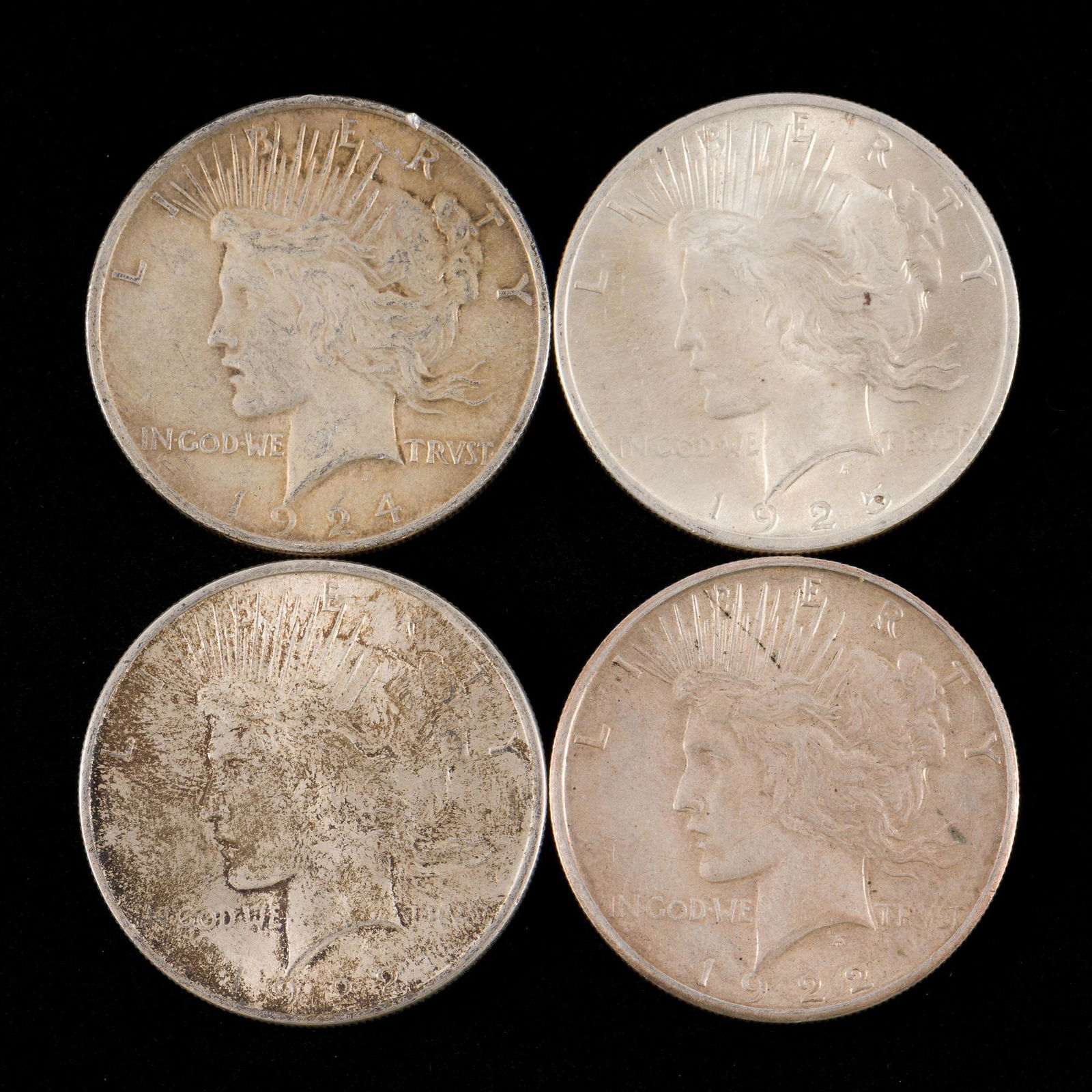4 Peace Silver Dollars Incl 1922 (1 of 2)