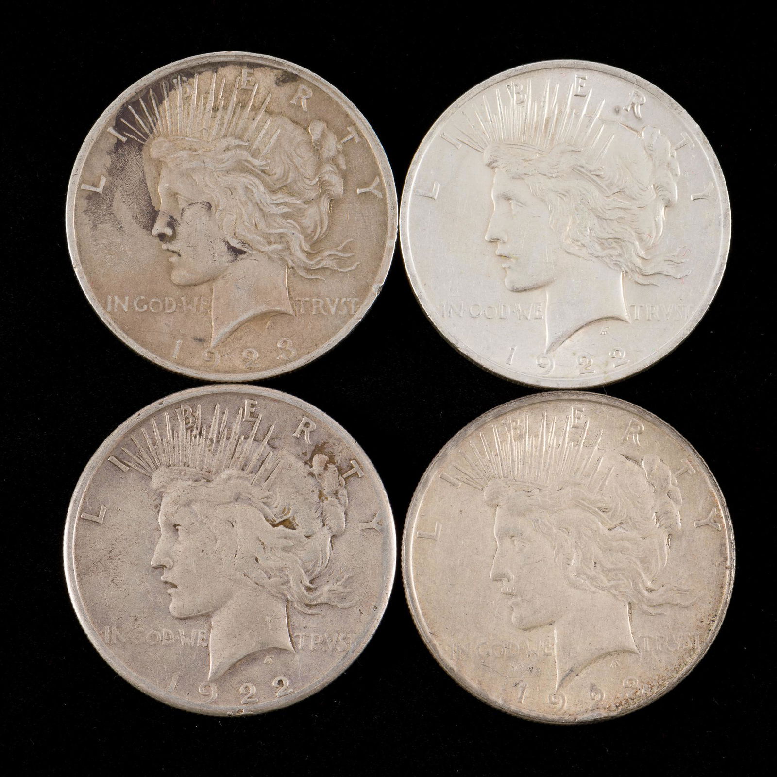 4 Peace Silver Dollars Incl 1923-S (1 of 2)