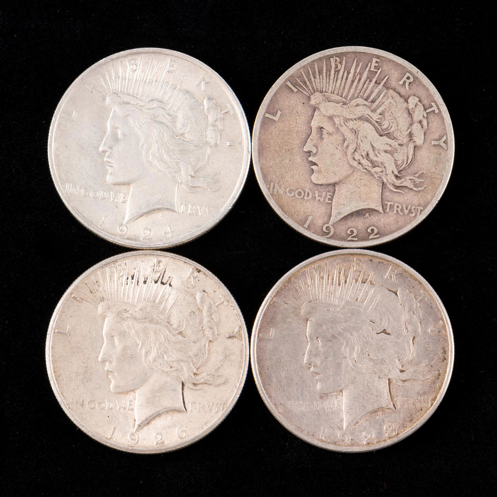 4 Peace Silver Dollars Incl 1926-S (1 of 2)