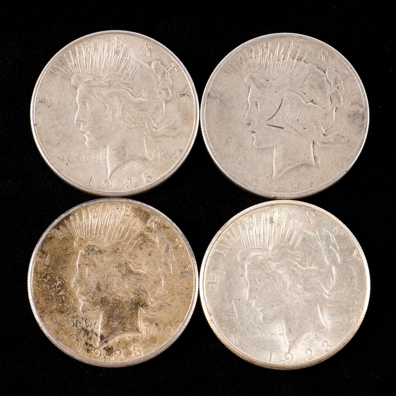 4 Peace Silver Dollars Incl 1926-S (1 of 2)