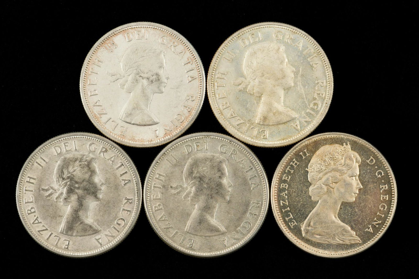 5 Canadian Silver Dollars Incl 1962 (1 of 2)
