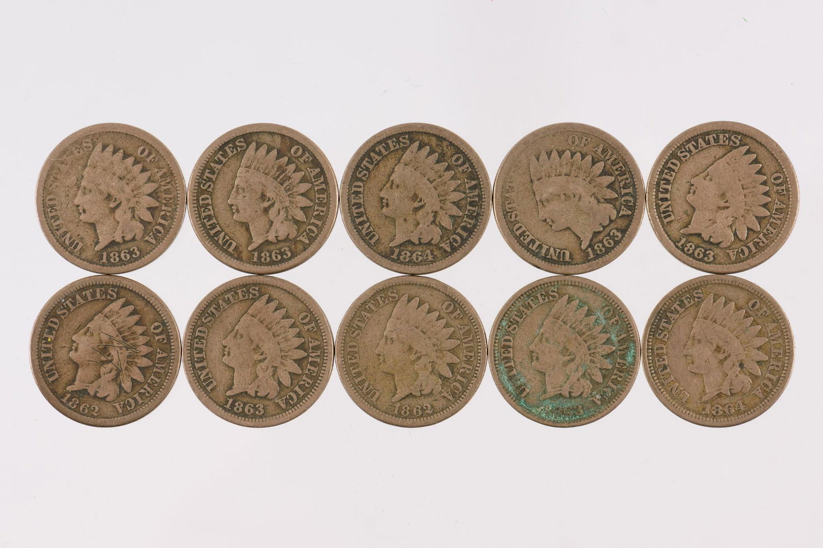 10 Indian Copper Nickel Cents (1 of 2)