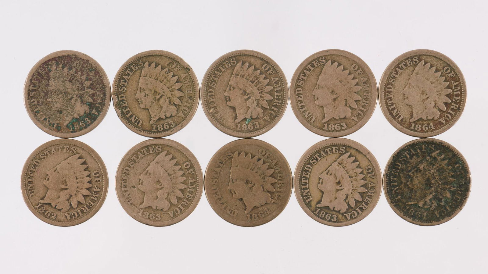 10 Indian Copper Nickel Cents (1 of 2)