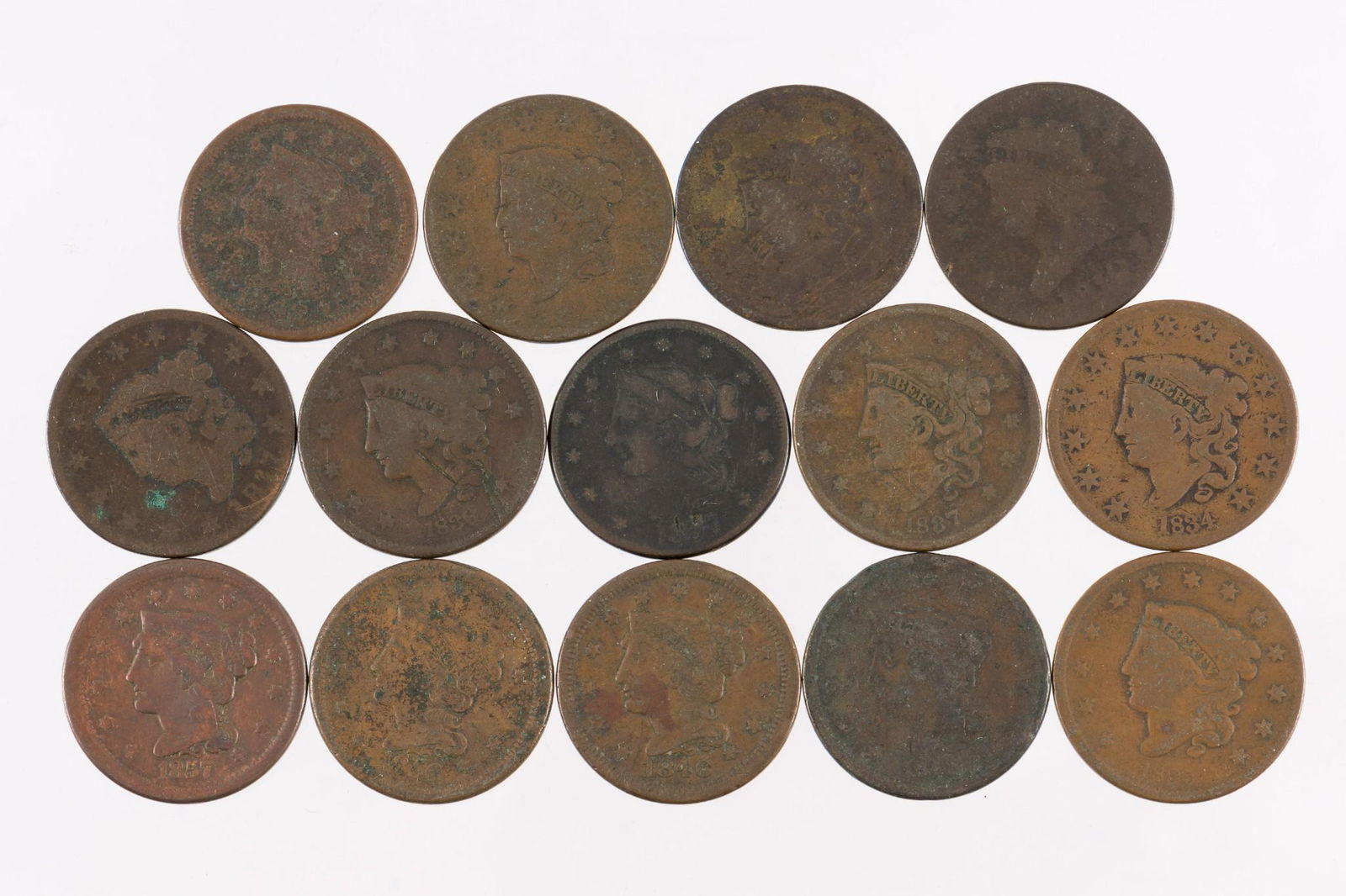 14 Large Cents Incl 1834 (1 of 2)