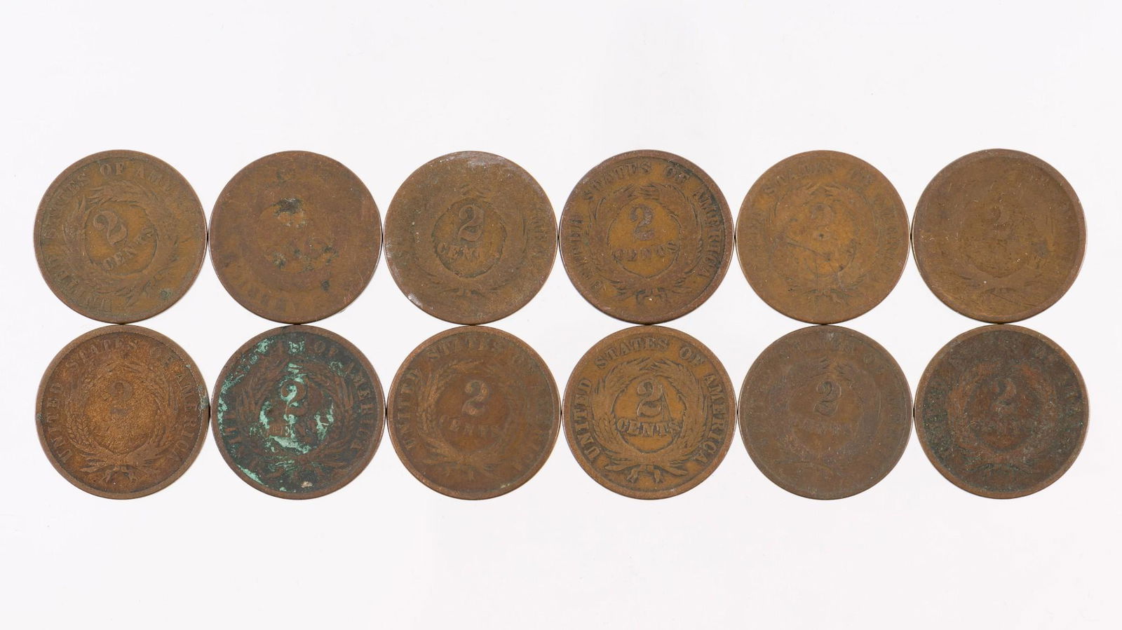 12 2 Cent Pcs Incl 1869 (1 of 2)