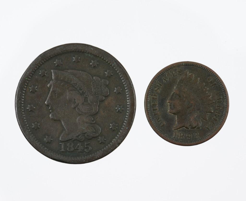 1845 Large Cent & 1893 Indian Head Penny (1 of 5)