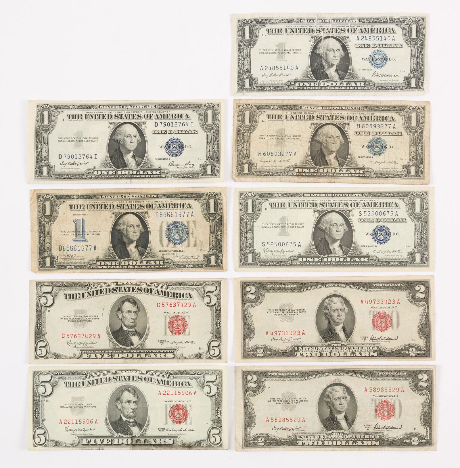 9 Pcs U.S. Paper Money (1 of 2)