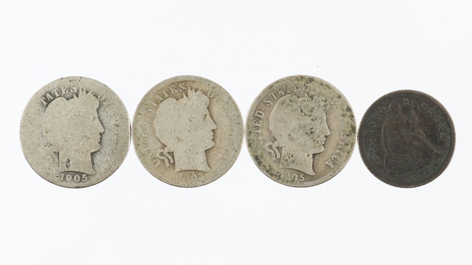 4 Dimes Incl 1857-O Seated Liberty (1 of 2)