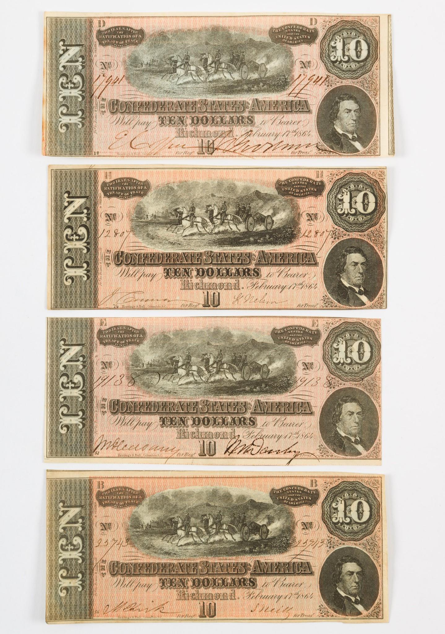 4 $10 Confederate Currency Notes (1 of 9)