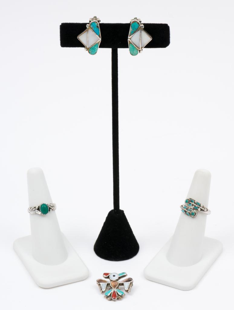 5 Pcs Silver & Turquoise Jewelry (1 of 11)