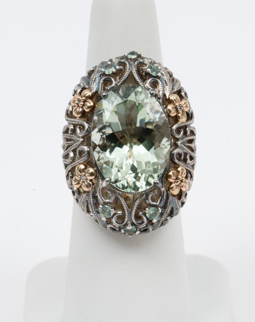 Weiman Brothers 14K, Sterling & Praseolite Ring (1 of 3)
