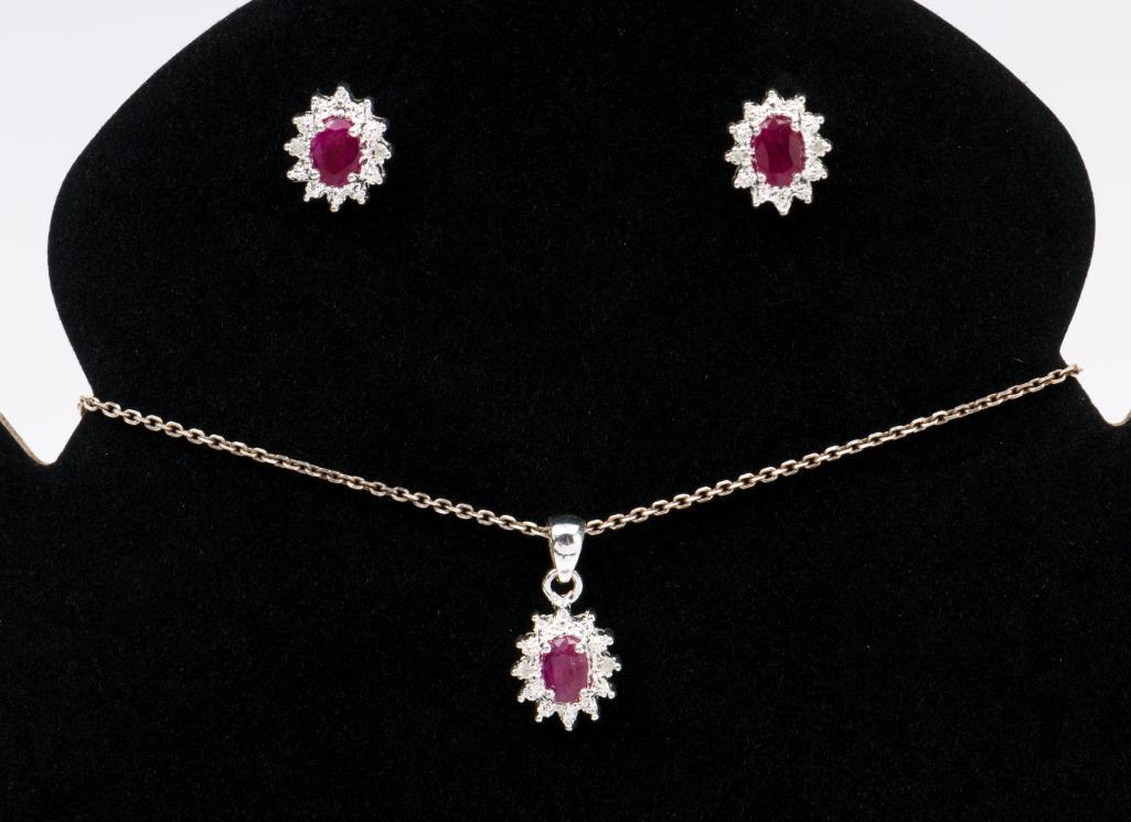 Sterling & Gemstone Pendant Necklace & Earrings (1 of 4)