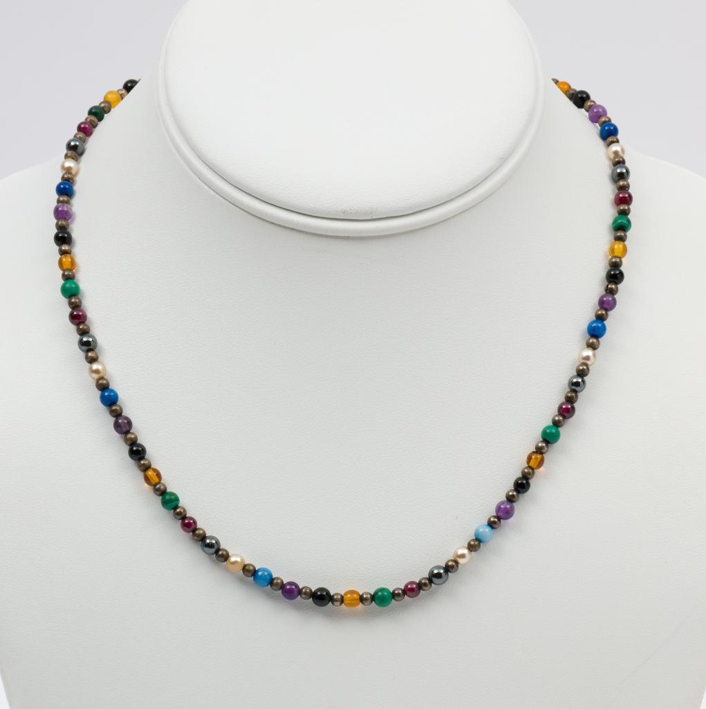 Sterling & Gemstone Bead Necklace (1 of 4)
