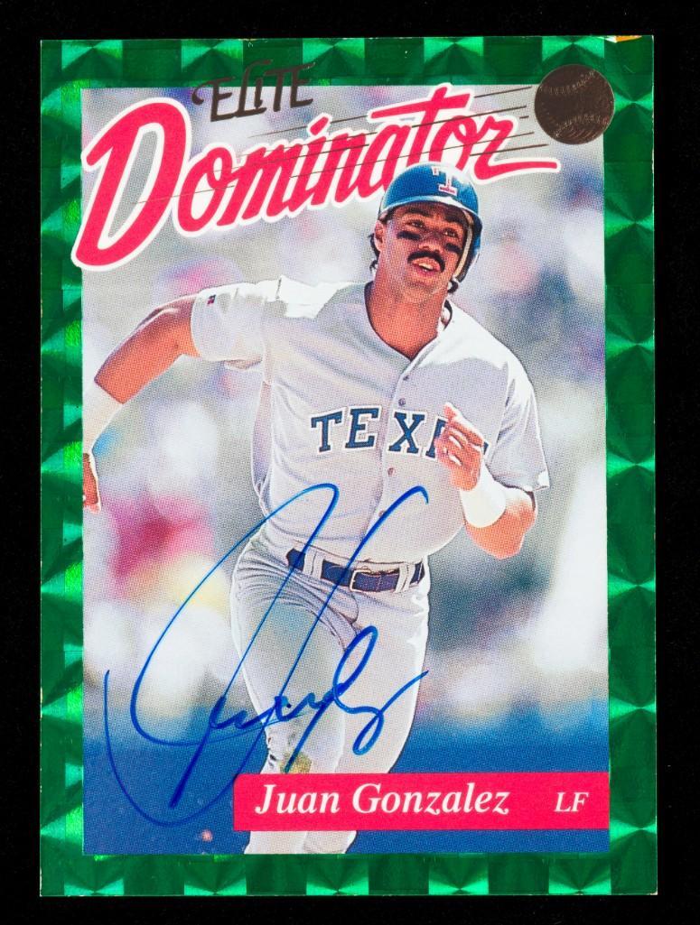 1993 Leaf Dominator Juan Gonzalez Certified Autographed Card (1 of 2)