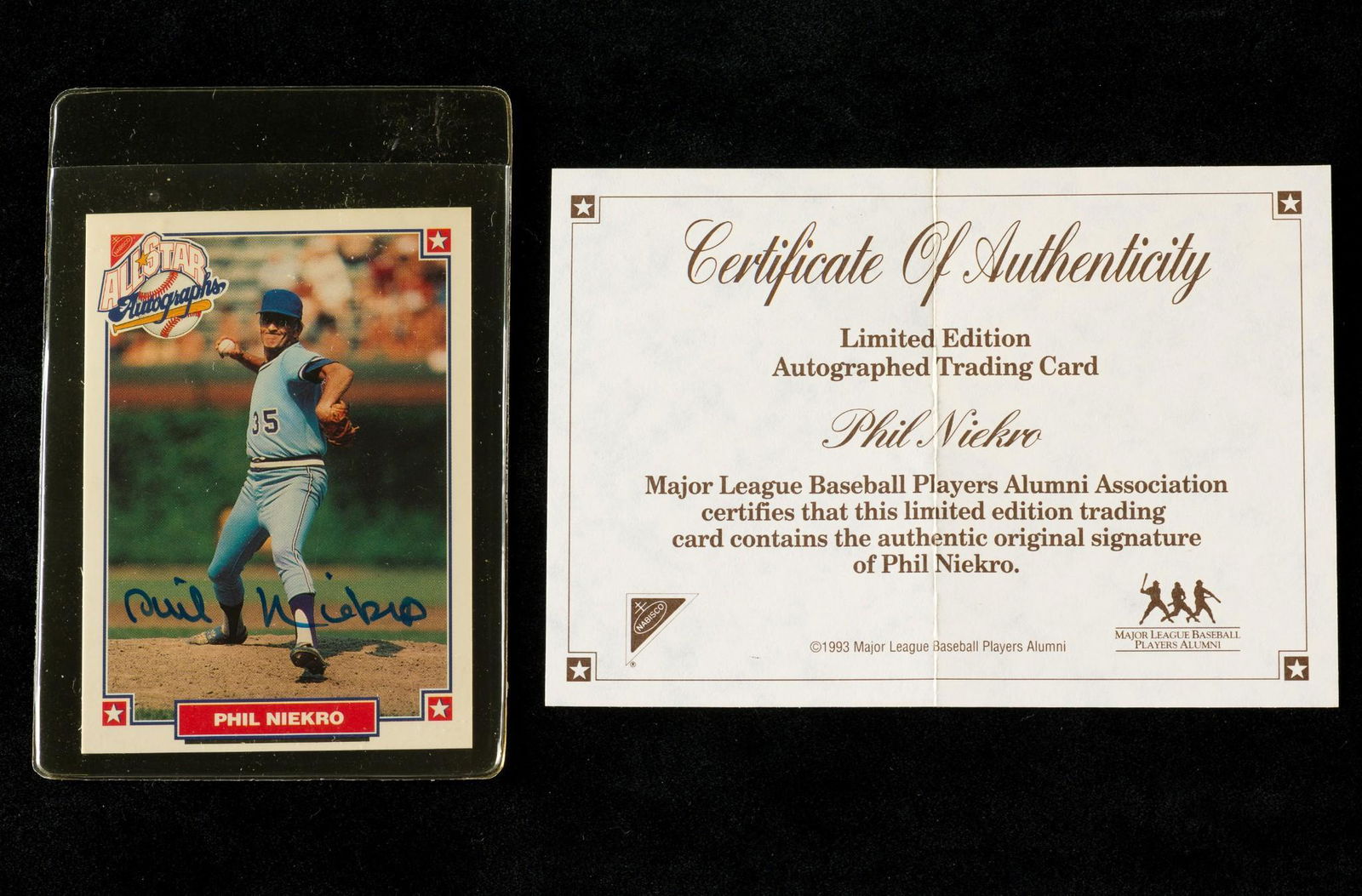 1993 M.L.B. Alumni Phil Niekro Certified Autographed Card (1 of 3)