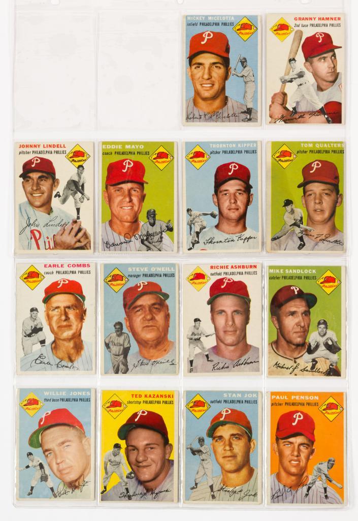 14 1954 Vintage Topps Baseball Cards (1 of 2)