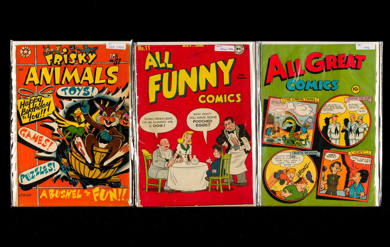 11 Funny Books Incl Atomic Rabbit & Others: Various Pre-Code books including Frisky Animals #51, Atomic Rabbit #1, Calling All Boys #10, and more. Good or better. IMPORTANT: Before bidding, please read the terms and conditions. When you registe