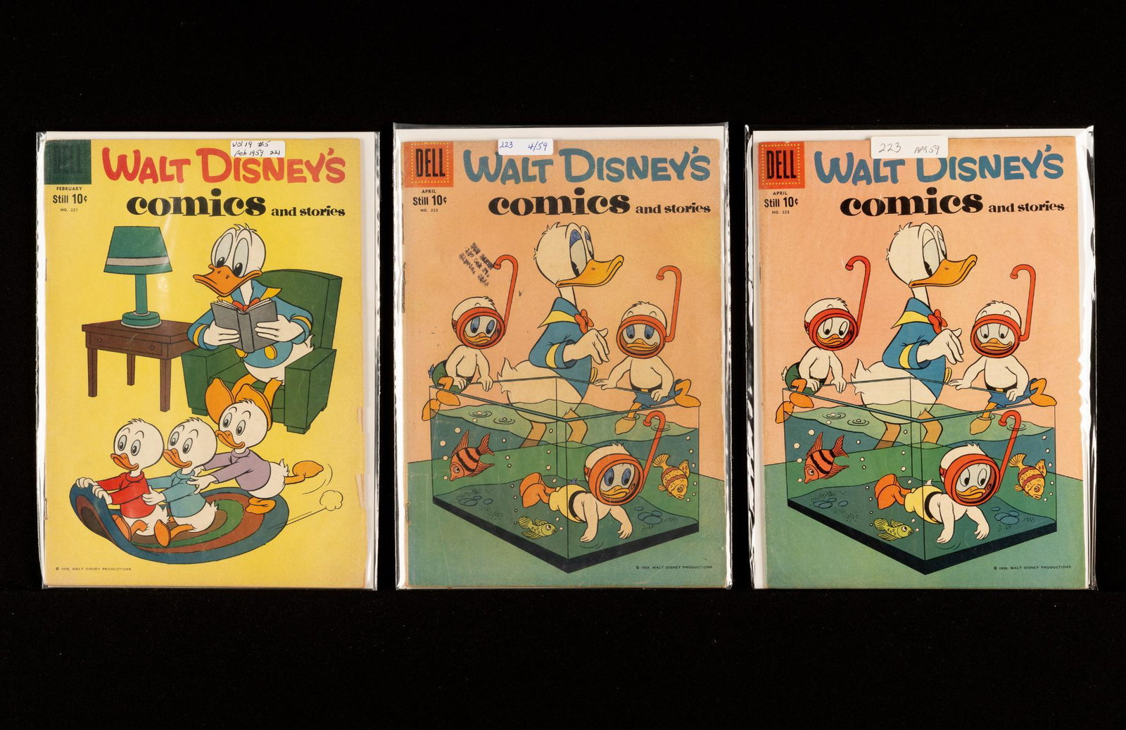 23 Walt Disney's Comics and Stories: Walt Disney's Comics and Stories issue #221 - #239, 1959-1960. Near complete run. Some doubles. Carl Barks art. Good or better. IMPORTANT: Before bidding, please read the terms and conditions. When yo