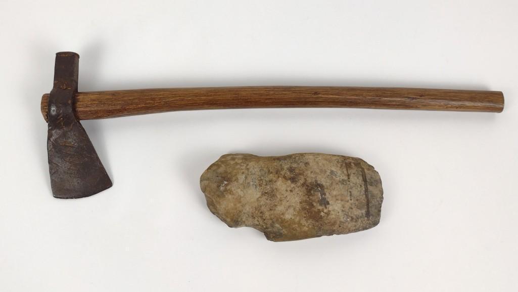 Antique Hatchet and Stone Axe Head (1 of 5)