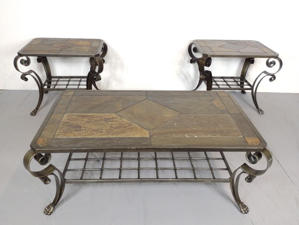 Stone Top Coffee & End Table Set (1 of 8)