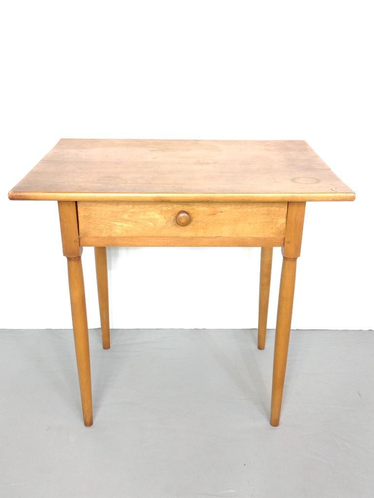 Single Drawer Table: 28-1/4" wide X 21-1/2" deep X 26" high. MG. IMPORTANT: Before bidding, please read the terms and conditions. When you registered for the auction you agreed to these terms and will be required to compl