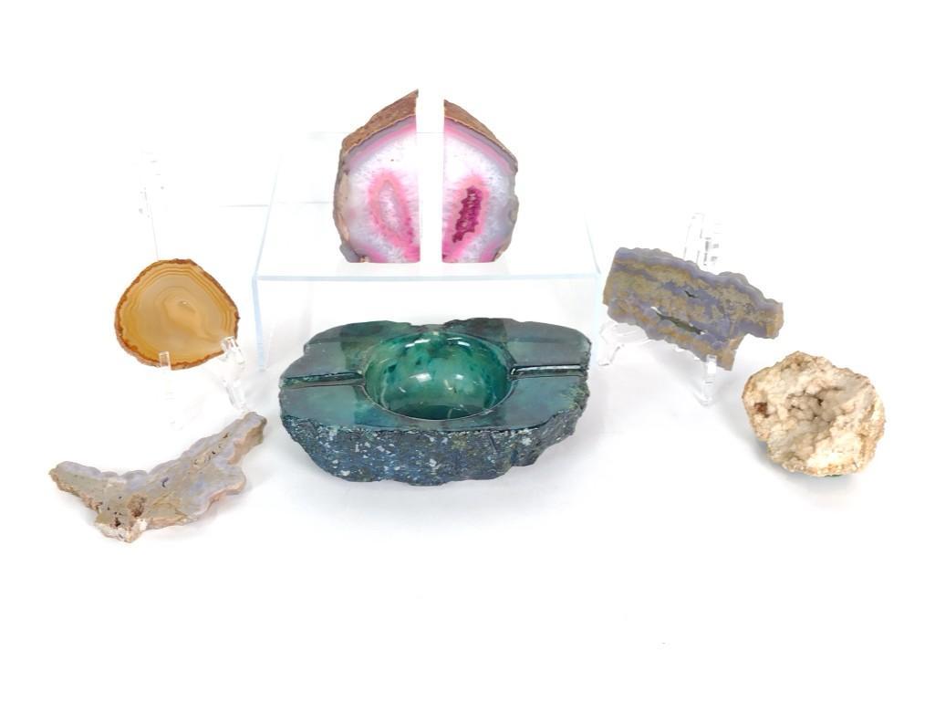 7 Pcs Mineral Samples , Ash Tray and Bookends (1 of 4)