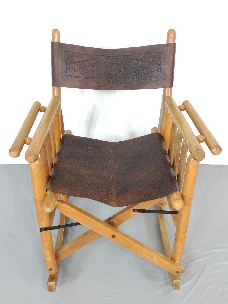 Leather Seated Folding Rocker (1 of 6)