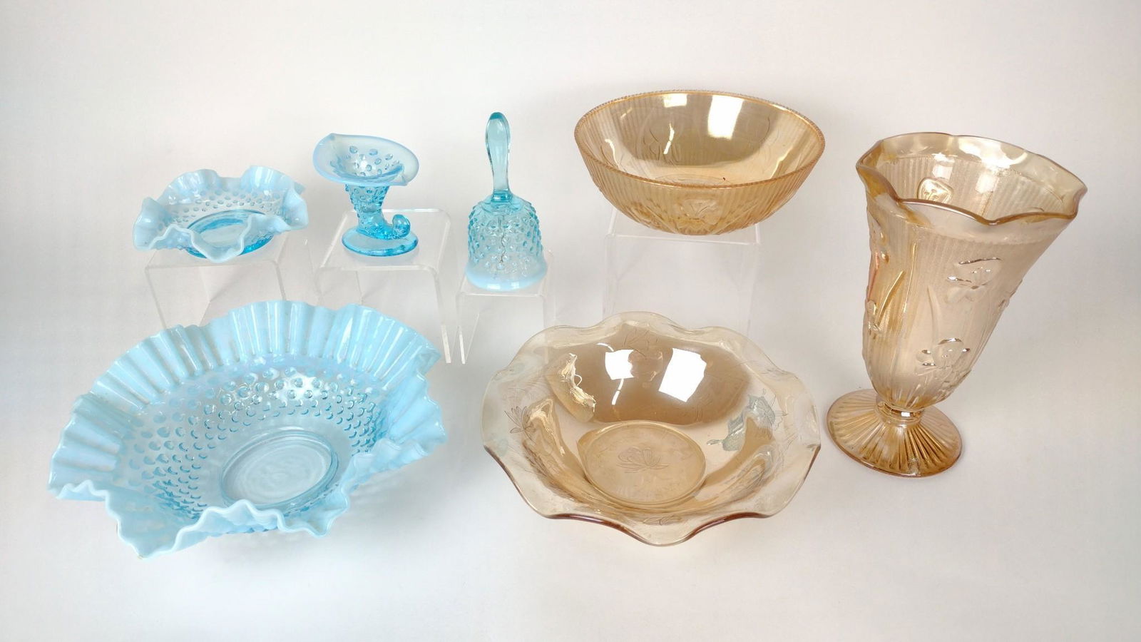 7 Pcs Carnival and Hobnail Glass (1 of 1)