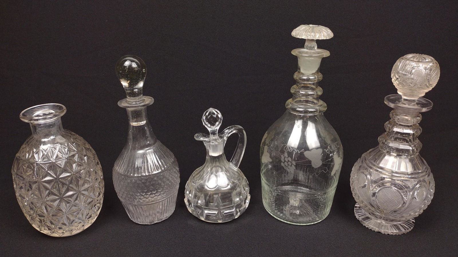 5 Cut / Blown Decanters and Cruet (1 of 3)