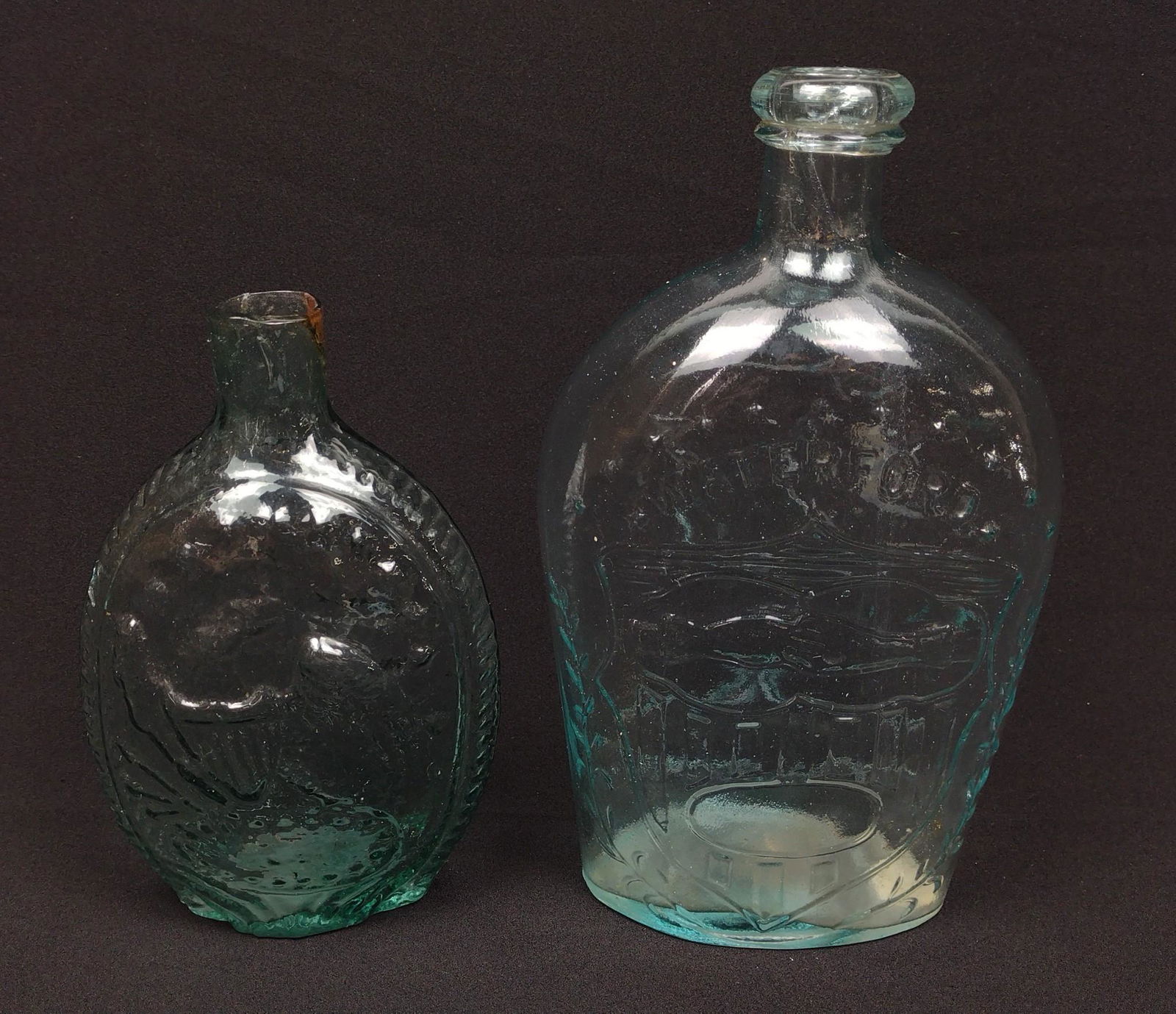 2 Antique Eagle Decorated Flasks incl Blown (1 of 7)