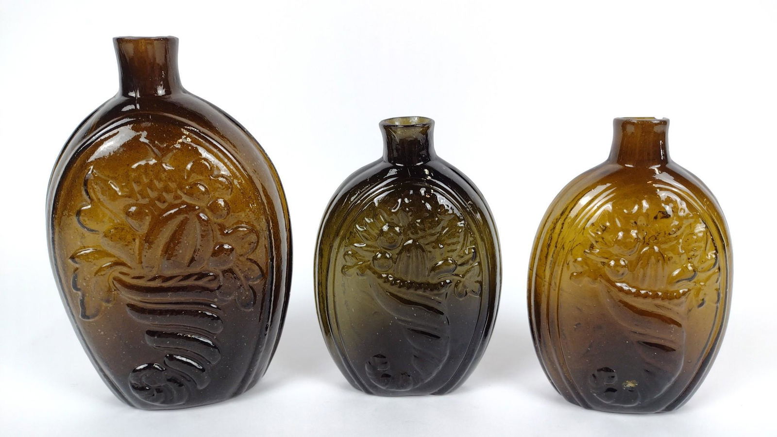 3 Pontil Cornucopia Blown Flasks (1 of 8)